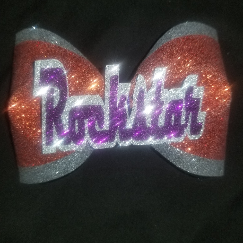Sparkly tailless Rockstar Cheer bow